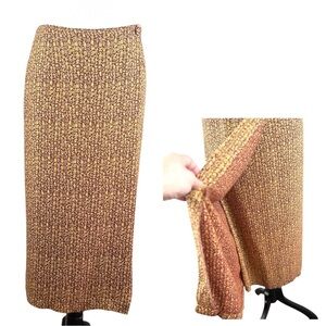 Ellen Figg‎ Brown Floral Maxi Skirt 100% Rayon Size 16 Made in USA